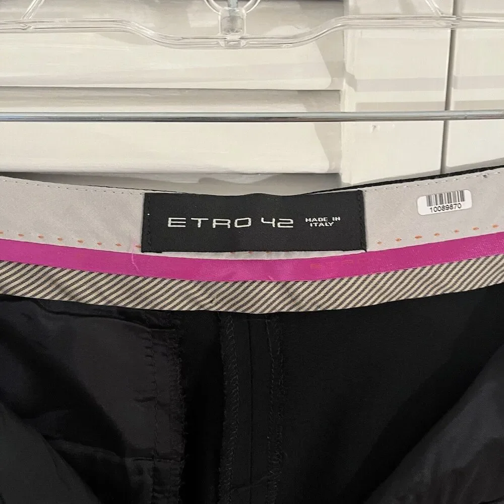 Etro black tailored trouser pants size IT42/US 6, made in Italy, career wear - Picture 5 of 11